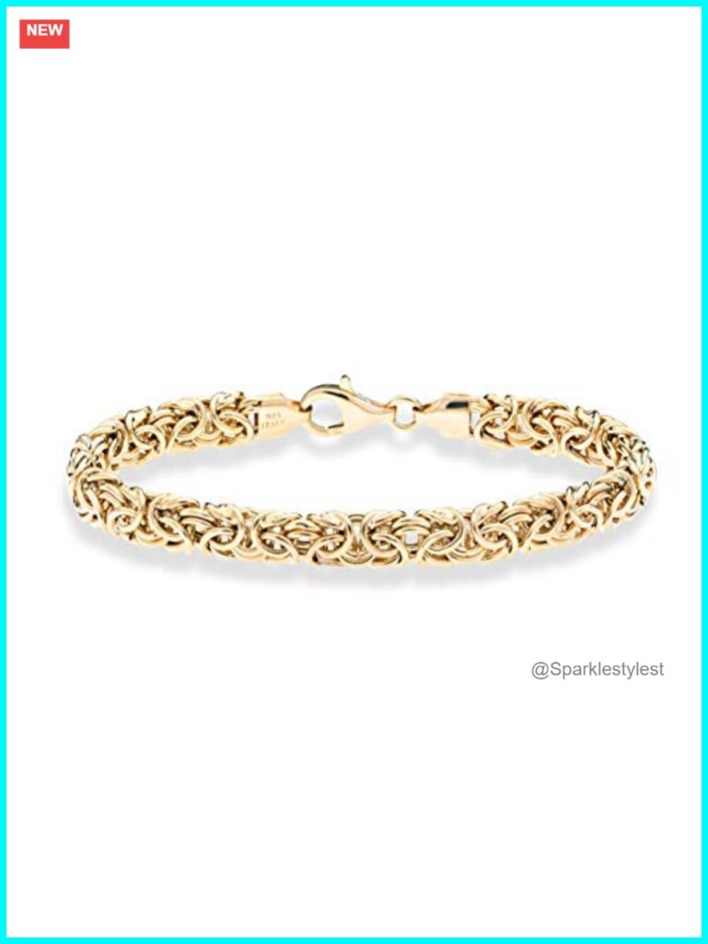 Italian 18K Gold Plated 925 Sterling Silver Byzantine Link Bracelet 7 Inch